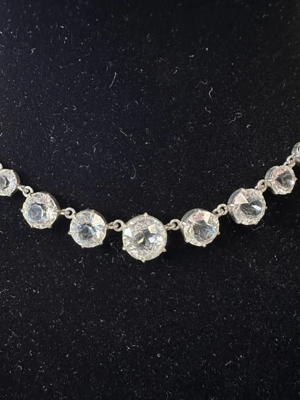 Vintage Art Deco Clear Paste Riviere Necklace